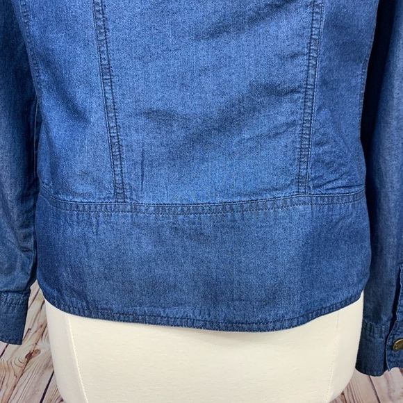 Dress Barn Womens Blue Snap Front Denim Jacket - Picture 7 of 12